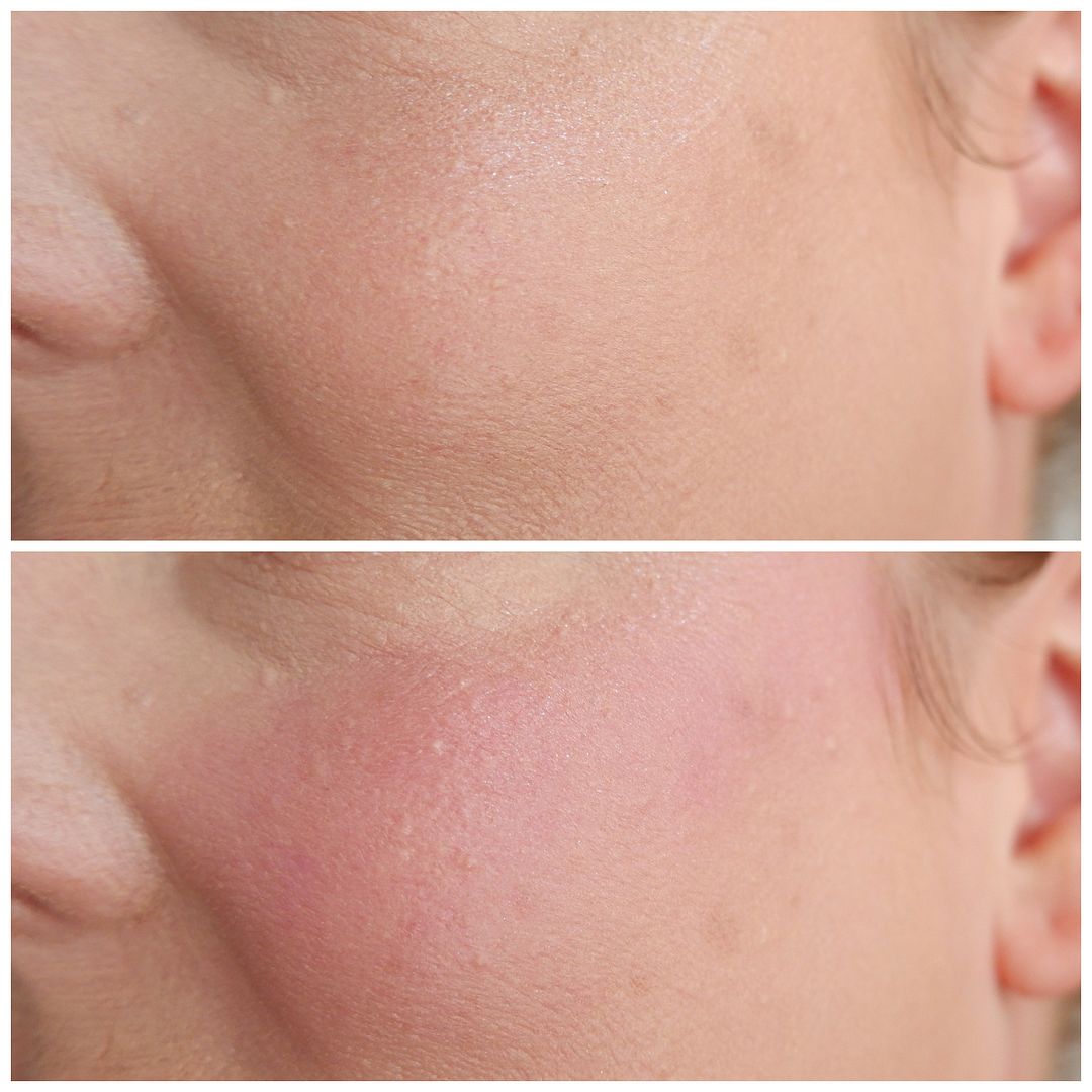 fenty beauty cheeks out cream blush review swatch makeup look applicatiion purple drama class fair skin