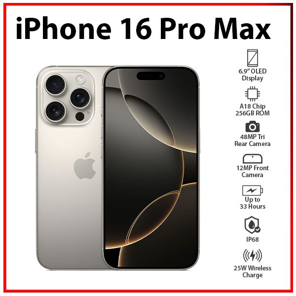 Apple iPhone 16 Pro Max 8GB+256GB NATURAL TITANIUM Unlocked iOS