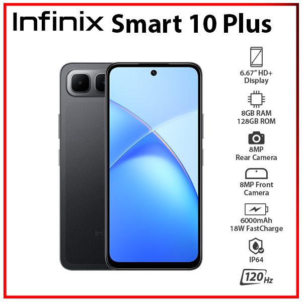 Infinix SMART 10 Plus 128GB　赤色 Infinix Smart 10 Plus 4G Smartphone, 4 GB RAM, 128 GB