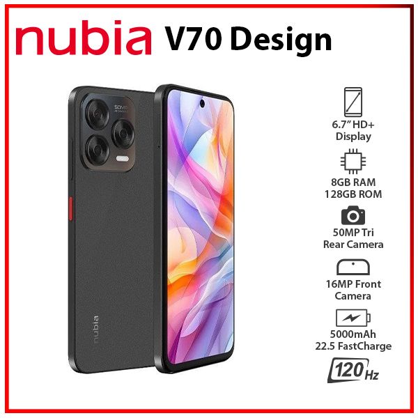 NEW ZTE nubia V70 Design GREY 8GB+128GB Dual SIM Unlocked NEW ZTE nubia V70 Design GREY 8GB+128GB Dual SIM Unlocked