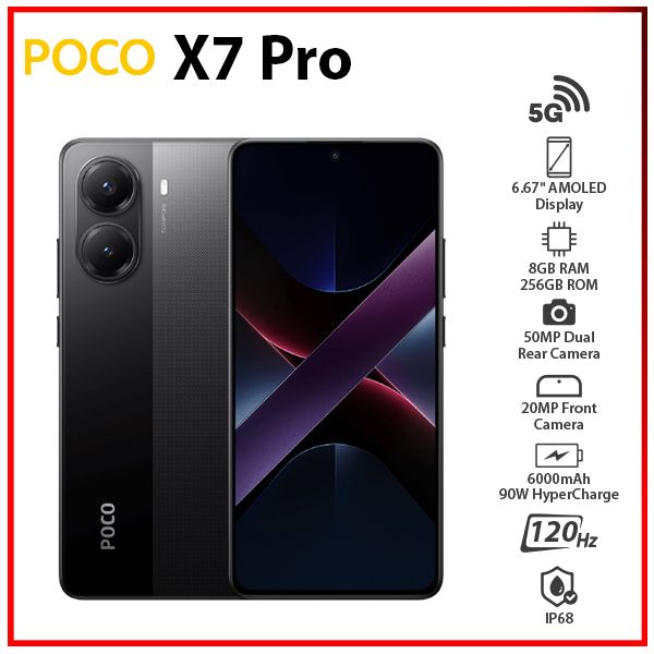 POCO X7 Pro 12GB RAM 512GB ブラック Xiaomi Poco X7 Pro, 12GB/512GB, Black (MZB0J2DEU)