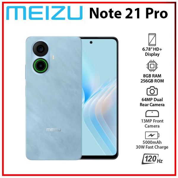 New) MEIZU Note 21 Pro 8GB+256GB BLUE Dual SIM Unlocked Android