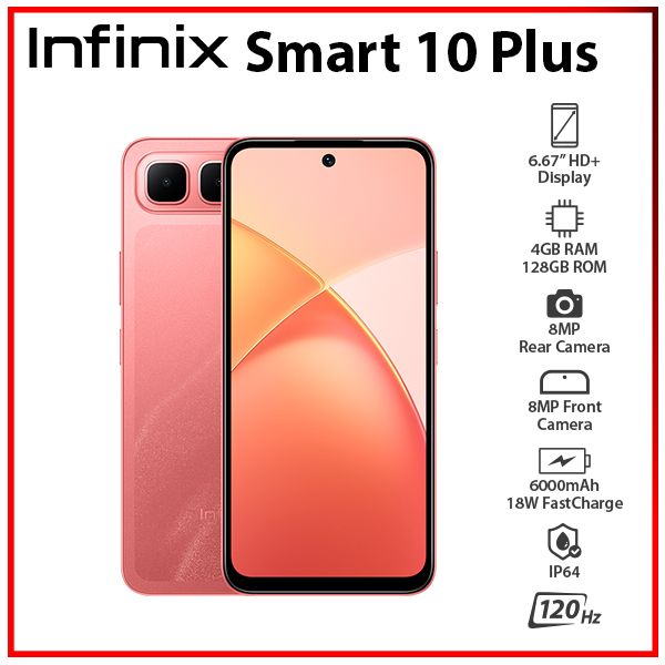 Infinix Smart 10 Plus 4GB+128GB RED Dual SIM Unlocked