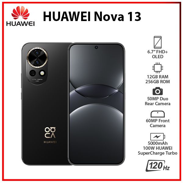 New) Huawei Nova 13 12GB+256GB BLACK Dual SIM Unlocked