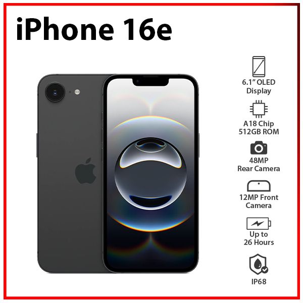New) Apple iPhone 16e 5G 8GB+512GB BLACK Dual SIM Unlocked iOS