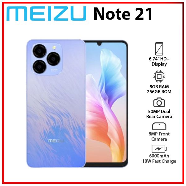 New) MEIZU Note 21 8GB+256GB BLUE Dual SIM Unlocked Android Cell