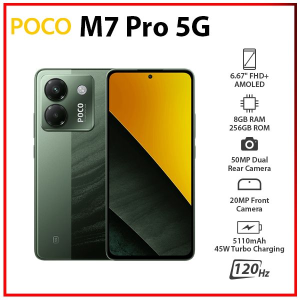 Xiaomi POCO M7 Pro 5G 8GB+256GB GREEN Dual SIM Unlocked Android
