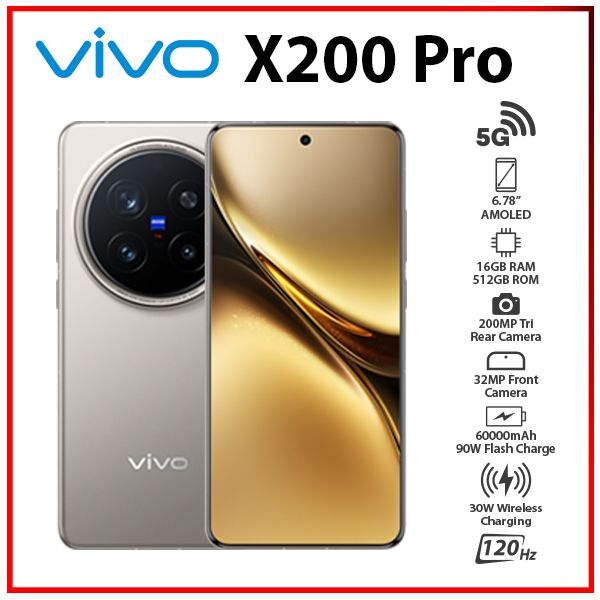 New) VIVO X200 Pro 5G 16GB+512GB GREY Dual SIM Unlocked