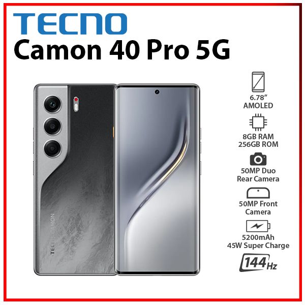 TECNO Camon 40 Pro 5G 8GB+256GB BLACK Dual SIM Unlocked Android