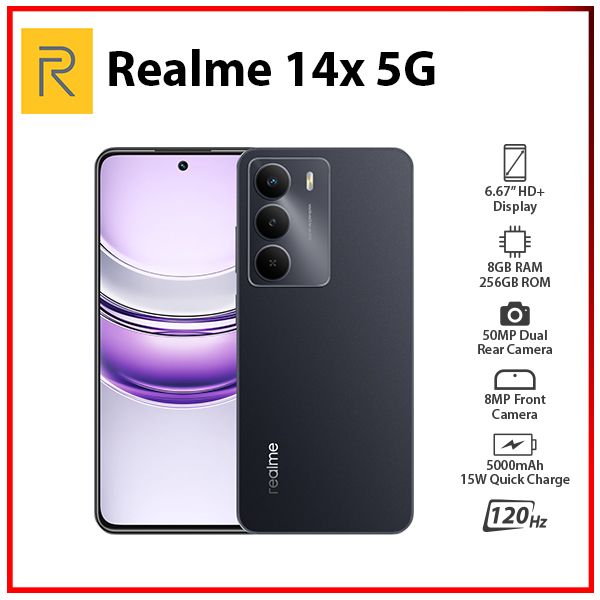 New) Realme 14x 5G 8GB+256GB BLACK Dual SIM Global Ver. Android