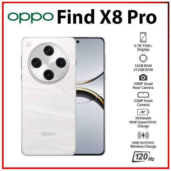 OPPO Find X8 Pro 5G 16GB+512GB WHITE GLOBAL Ver. Dual SIM