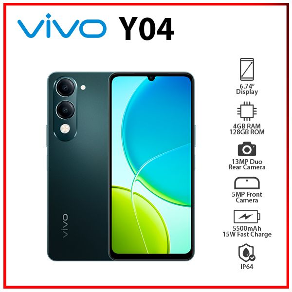 New) VIVO Y04 4GB+128GB GREEN Dual SIM Octa Core Unlocked