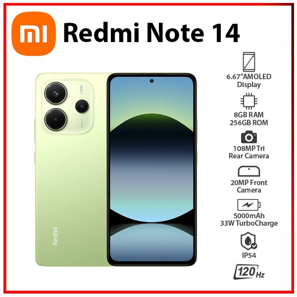 Xiaomi Redmi Note 14 4G 8GB+256GB GREEN Dual SIM Unlocked Android