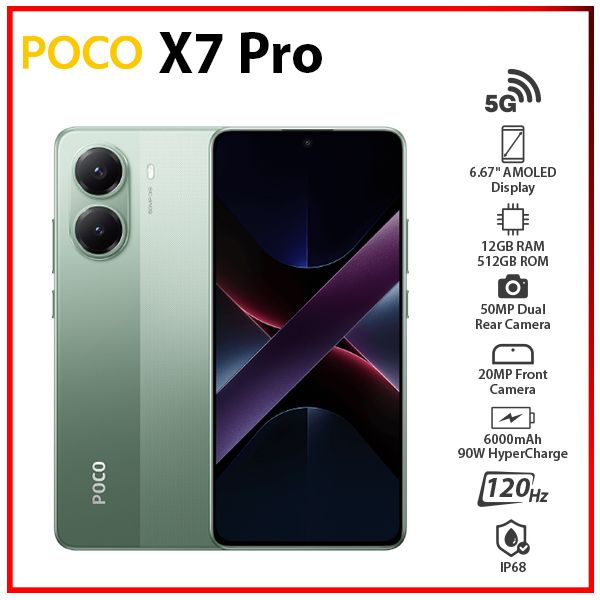 Xiaomi POCO X7 Pro 5G 12GB+512GB GREEN Dual SIM Unlocked