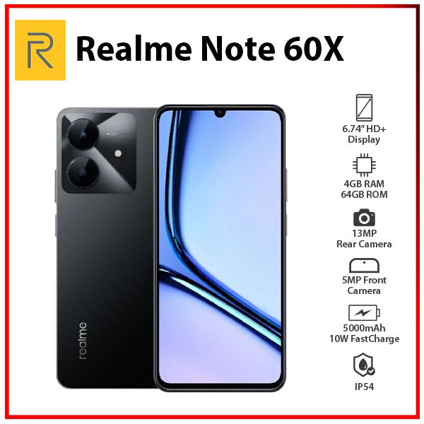 Realme Note 60 Global Ver. Android Cell Phone (Black/4GB+