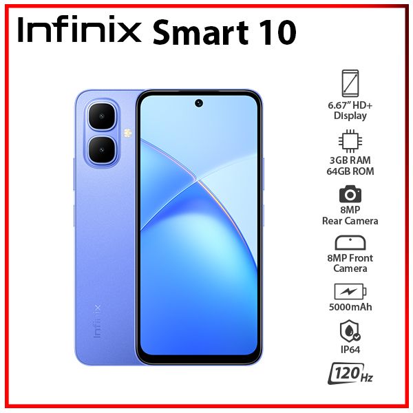 New) Infinix Smart 10 3GB+64GB BLUE Dual SIM Unlocked Android Cell