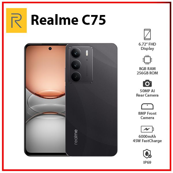 Realme C75 8GB+256GB BLACK Global Ver. Dual SIM Unlocked