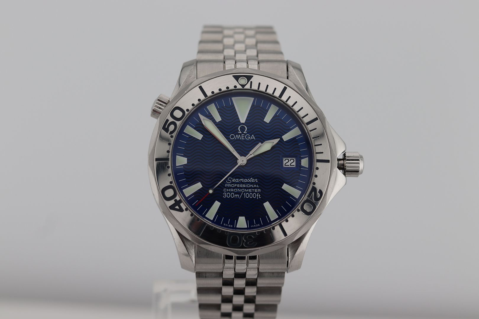 SALE! Omega Seamaster Pro SMP 2255.80 Electric Blue Wave Dial Sword Hands 41mm Full Size Automatic  #3626
