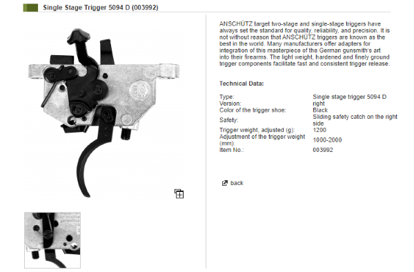 Anschutz 1416D trigger | Rimfire Central Firearm Forum