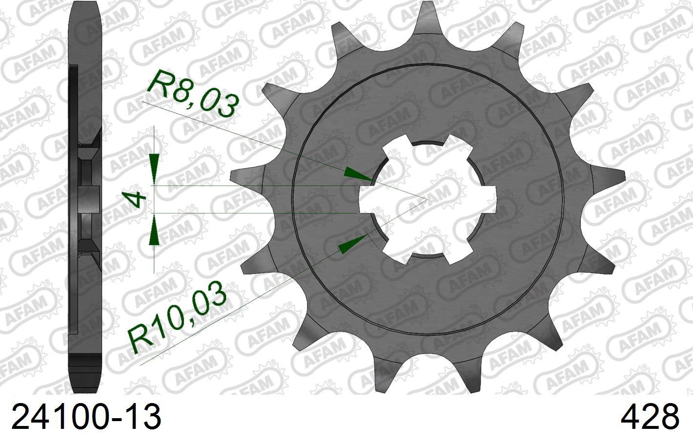 AFAM 428 Pitch Steel Front Sprocket 13T fits Kawasaki KX 85 L 19