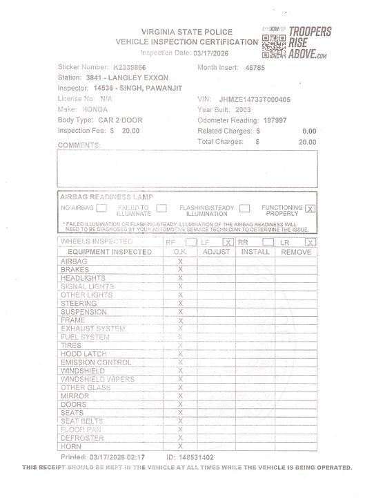 191Virgina safety inspection