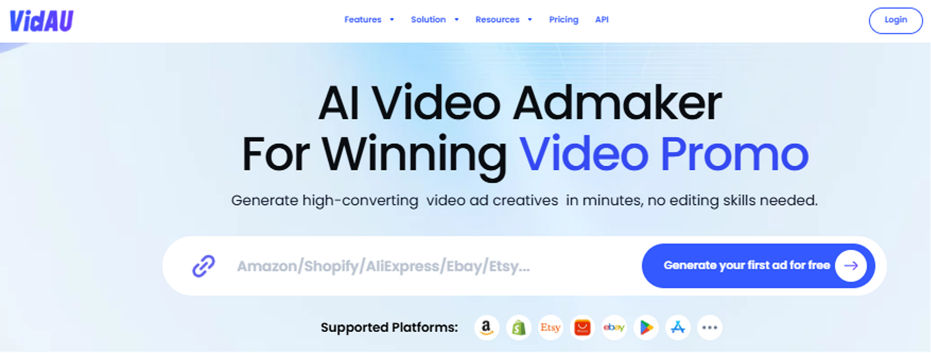 VidAU AI Feature page
