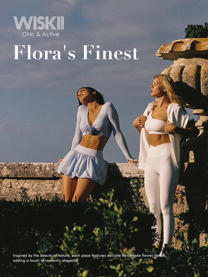 model wears WISKII V-Neck Floral Long-Sleeve Crop Top