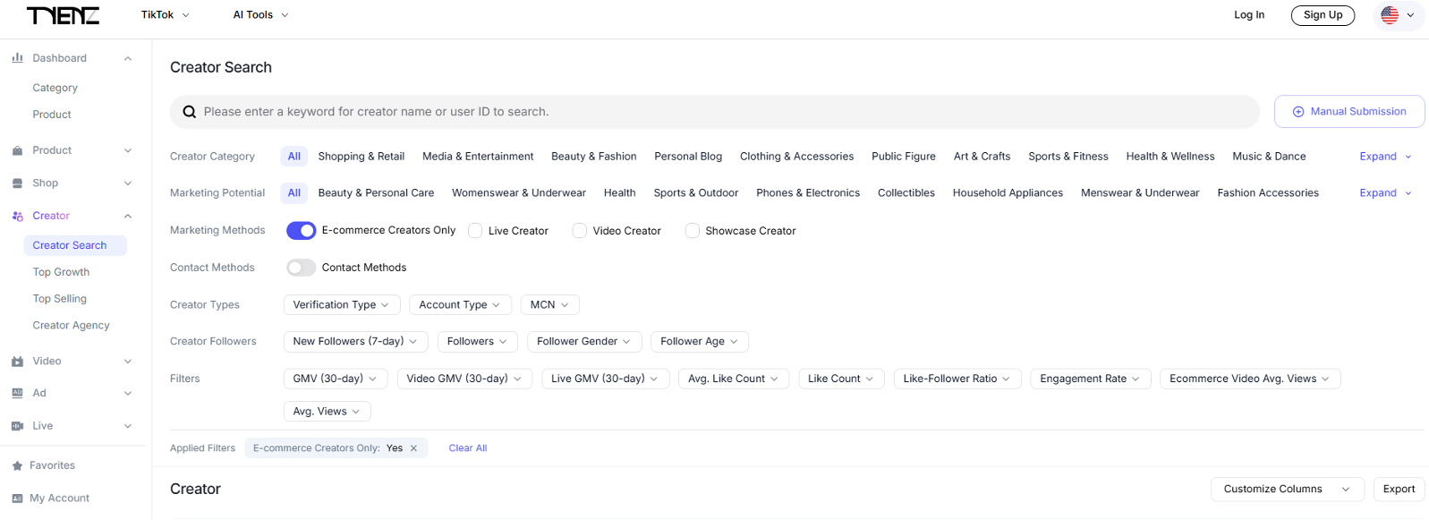 Trenz Creator Dashboard