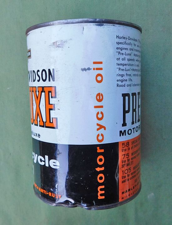 VINTAGE 1950s HARLEY DAVIDSON MOTORCYCLE PRE-LUXE OIL CAN