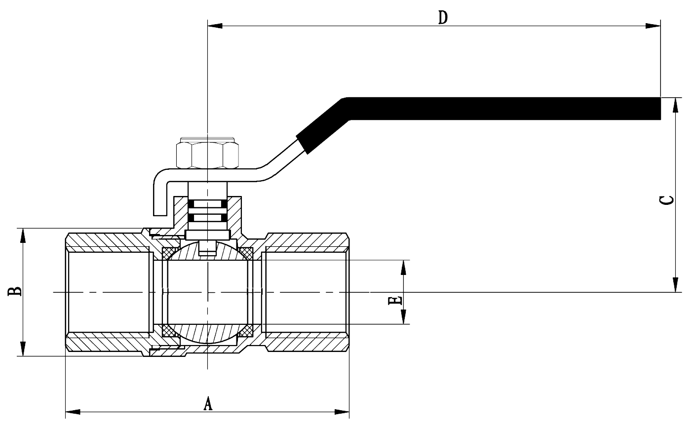 Technical Drawing of Ball Valve