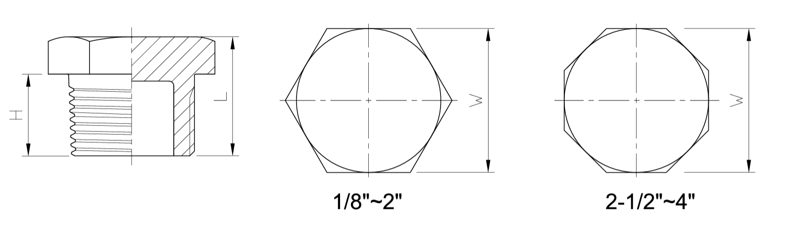 Technical Drawing of BSPP Close Nipple