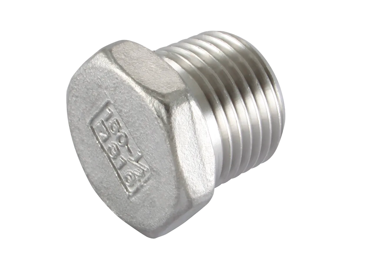 316 Stainless Steel BSPT Hex Blank Plug Fittings for Pipe End Cap and System Sealing