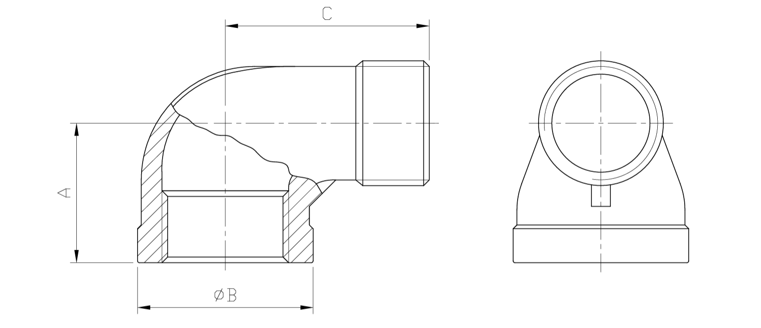 Technical Drawing of BSPP Close Nipple