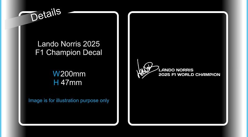 Lando Norris 2025 F1 World Champion Decal