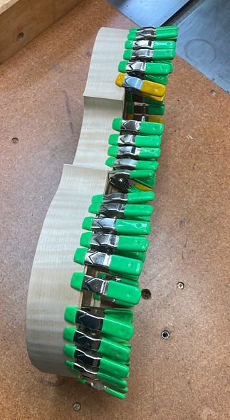 rib garland with linings for 5-string viola handmade in Oregon by Artisanal Luthier, Chet Bishop