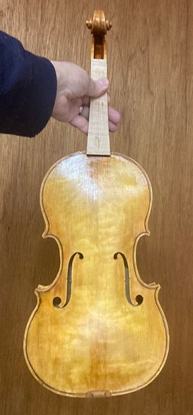 Handmade five-string viola, handcrafted of European Maple and Spruce in Oregon by artisanal luthier, Chet Bishop