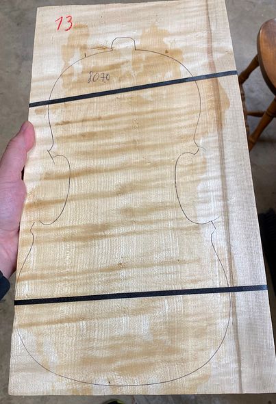One-Piece Maple back for 5-string viola handmade in Oregon by Artisanal Luthier, Chet Bishop