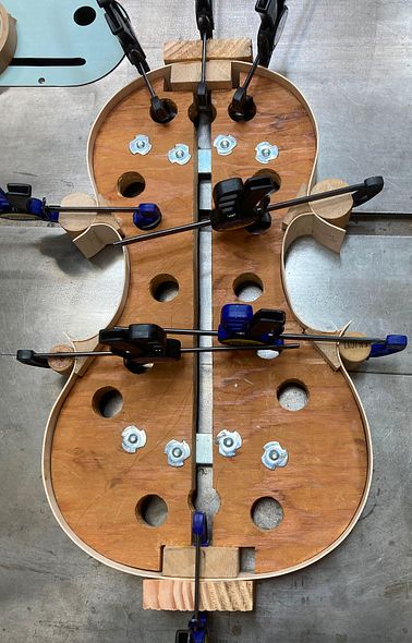 Rbs installed in garland for 5-string viola handmade in Oregon by Artisanal Luthier, Chet Bishop