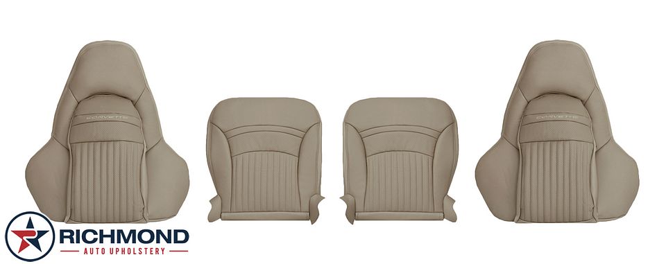 1997-2004-

Chevy-Corvette-C5-Driver-Passenger-Side-Complete-Leather-Seat-Cover-Light-Oak-Tan-Perf-1
