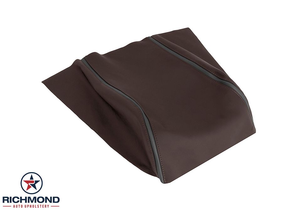 2015-2017-F150-
2017-Ford-F250-F350-F450-Platinum-Ed-Center-Console-Lid-Genuine-Leather-Cover-Brunello-Brown-Stitch-1