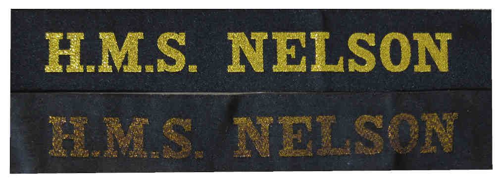 British ww2 Royal Navy Tallies - HMS Nelson
