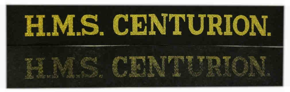 British ww2 Royal Navy Tallies - HMS Centurion