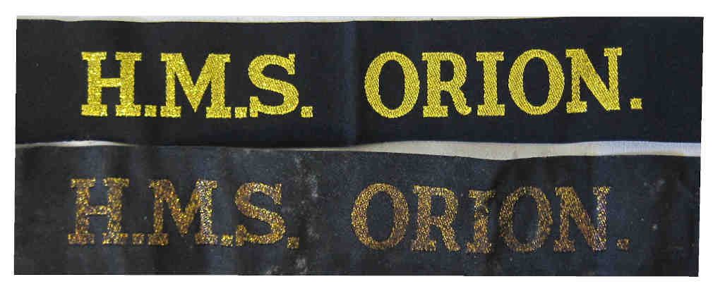 British ww2 Royal Navy Tallies - HMS Orion