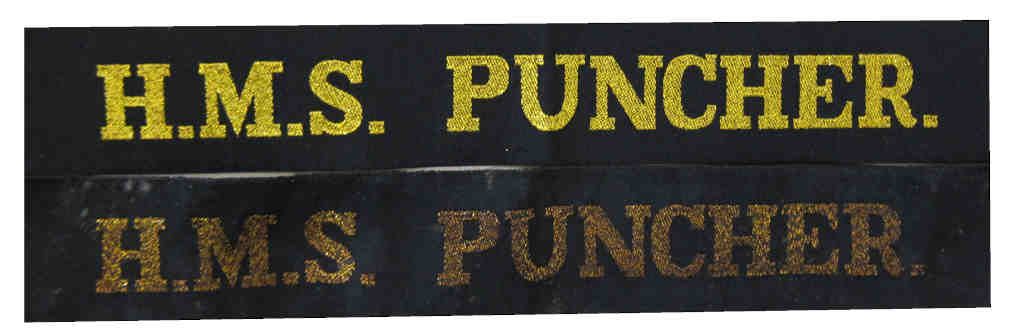 British ww2 Royal Navy Tallies - HMS Puncher