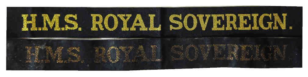 British ww2 Royal Navy Tallies - HMS Royal Sovereign