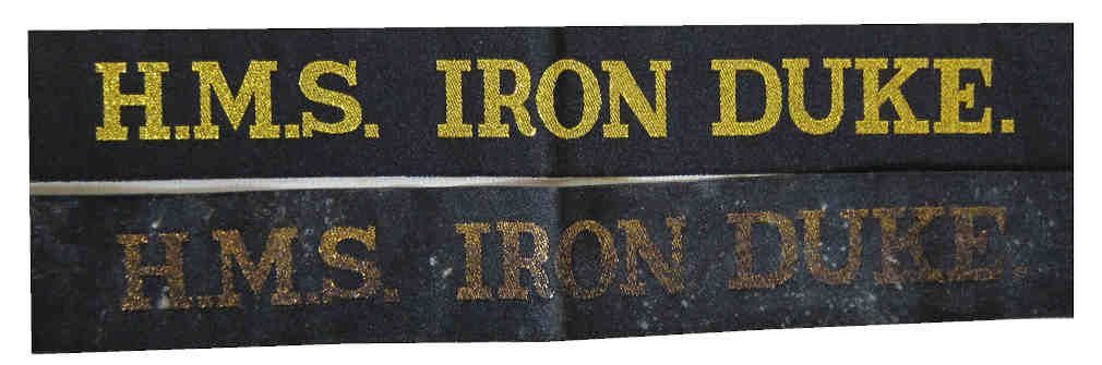 British ww2 Royal Navy Tallies - HMS Iron Duke