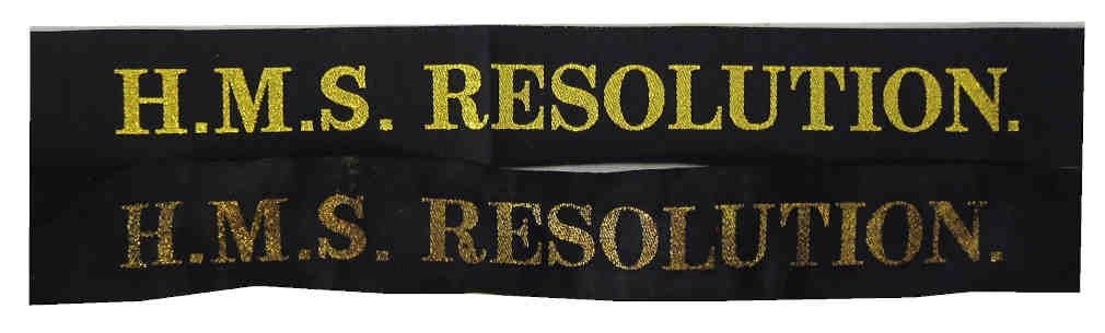 British ww2 Royal Navy Tallies - HMS Resolution