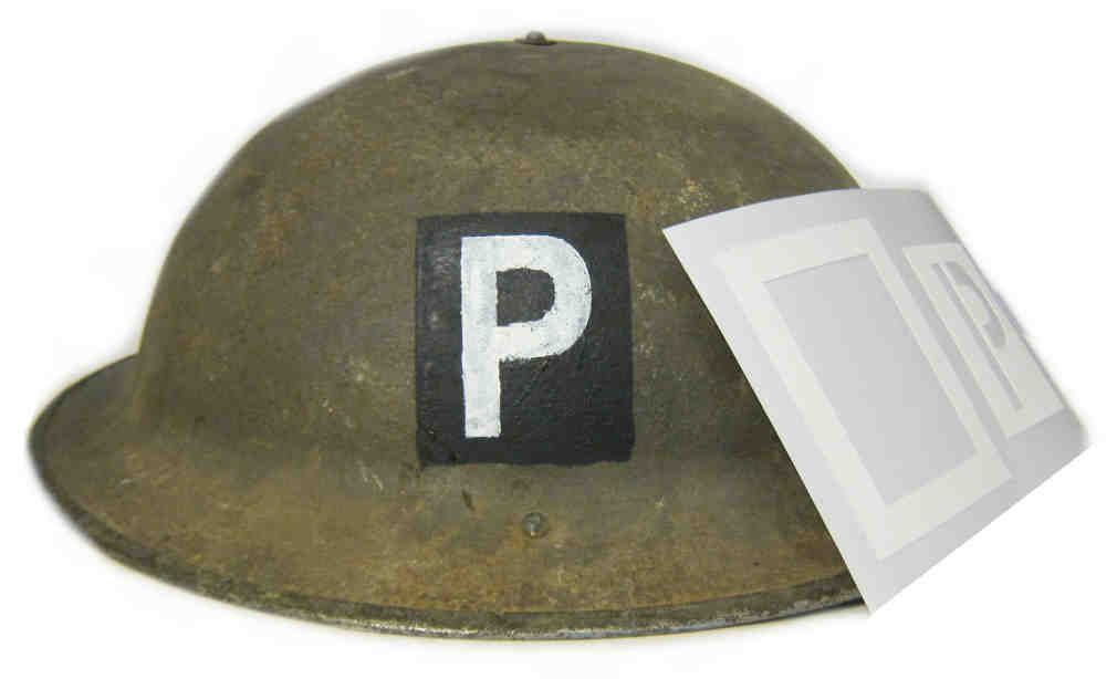 'P' - Phantom GHQ Liaison Unit Helmet Stencil WW2