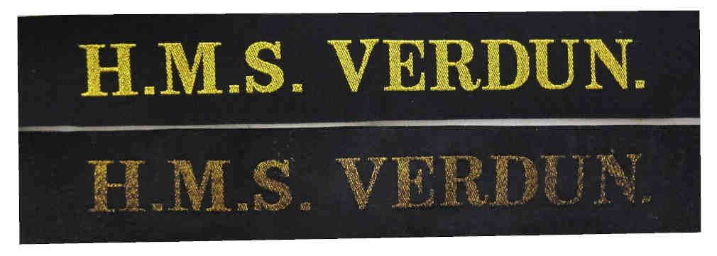 British ww2 Royal Navy Tallies - HMS Verdun
