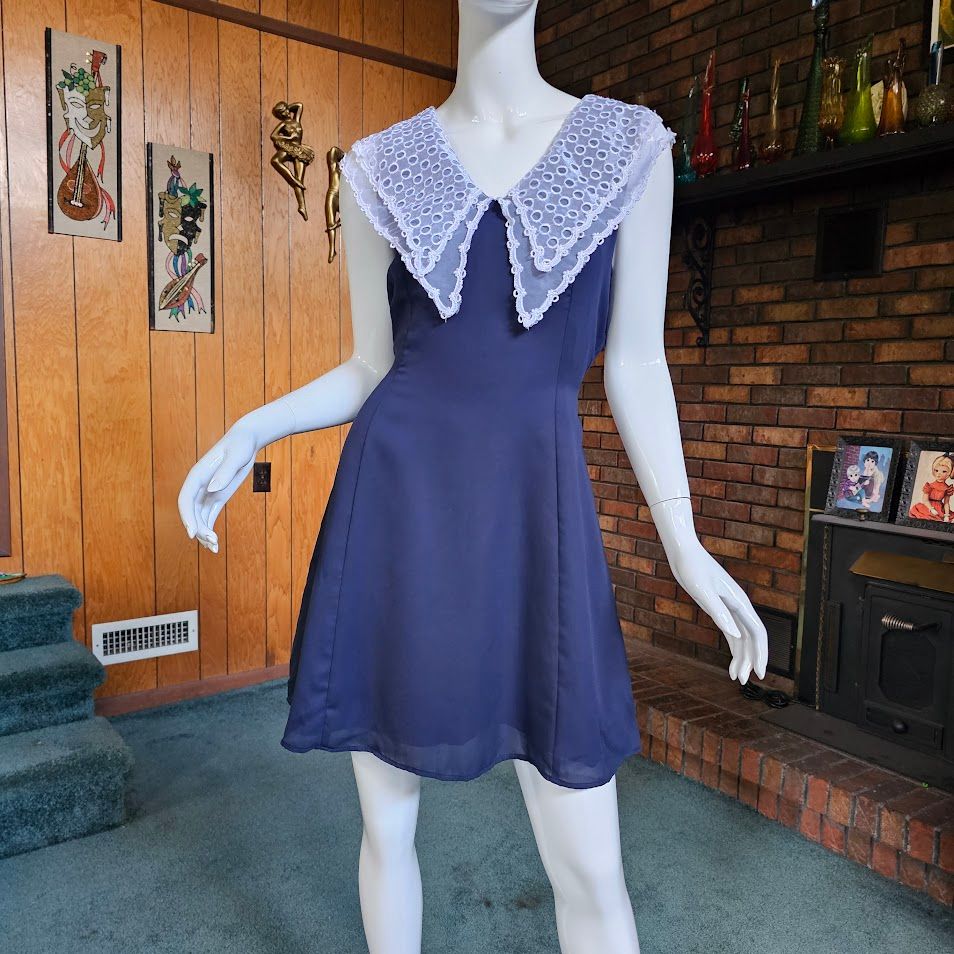 Vtg 90s Kinderwhore Punk Dolly Butterfly Collar Babydoll Mini Party Dress  M/L | eBay